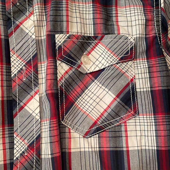 American rag small casual button down.  Multi colored plaid. - Picture 3 of 4